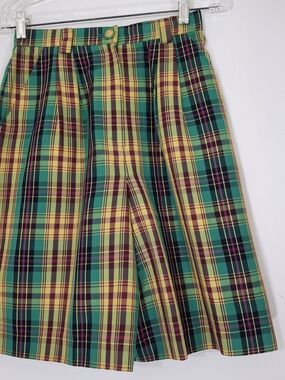 Paolo Gucci Yellow, Green and Burgundy Plaid Shorts, Size 0